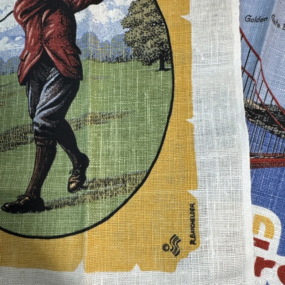 Vtg Lot‎ 2 Souvenir Tea Towel New Golf San Francisco Collectible Kitchen